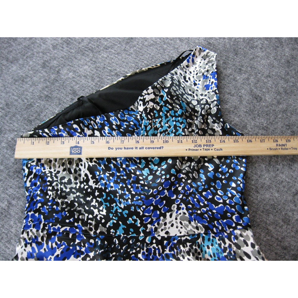 Maggy London Dress Women 8 Blue One Shoulder Satin Ruched Flattering Ladies - Picture 8 of 15